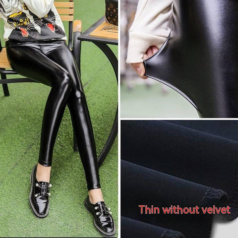 Leather Pants Women's Thick Large Size High Waist PU Leather-PU Thin-7