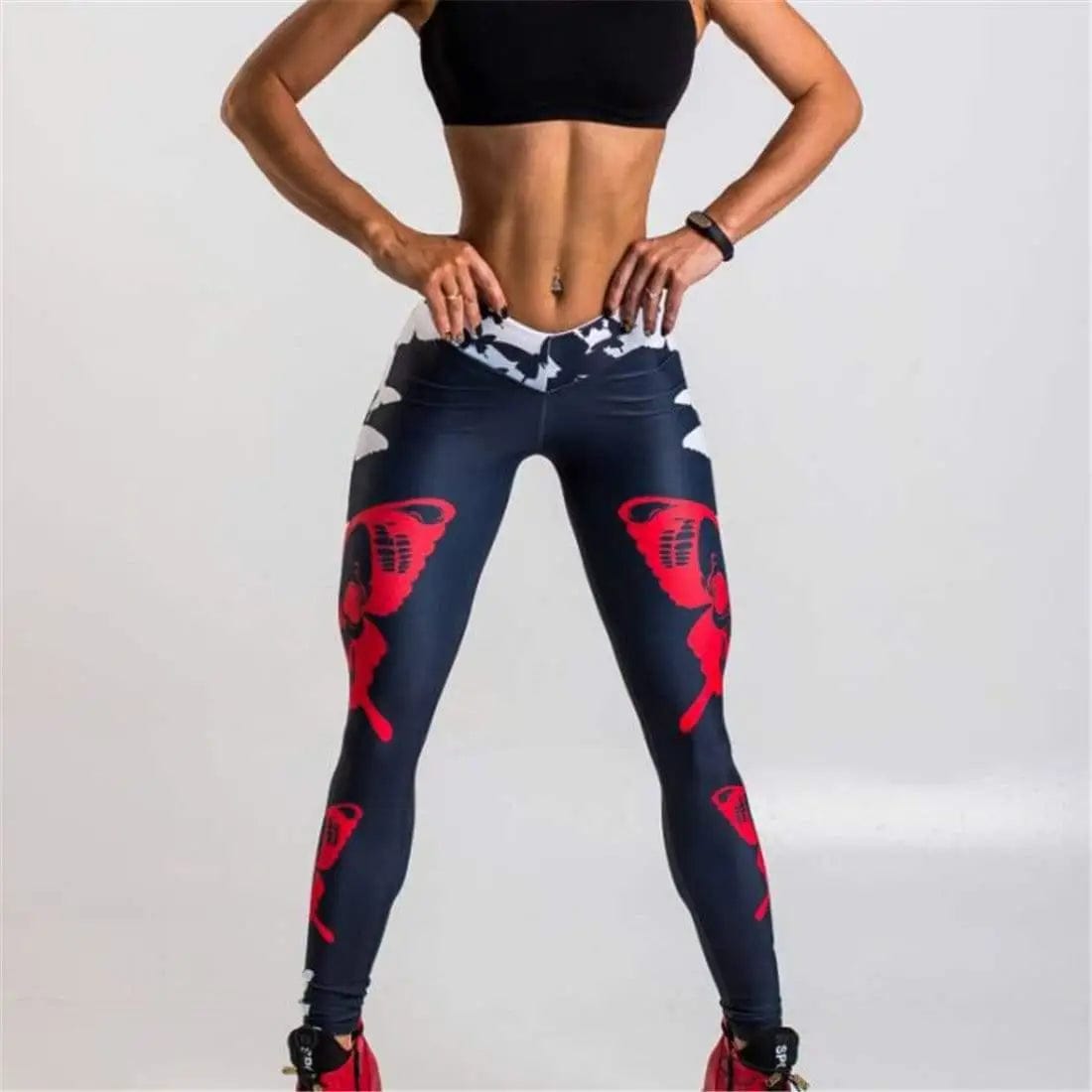 LOVEMI  Leggings Color / XS Lovemi -  Red Butterfly Print Leggings Women's Sports Yoga Pants