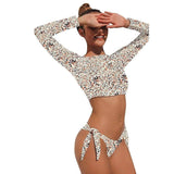 Leopard Print Bikini Women'S Long Sleeve Sunscreen-Leopardpattern-3