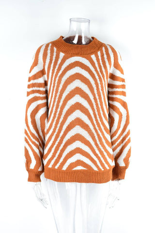 Leopard Print Half Turtleneck Knitted Loose Sweater-11