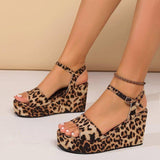 Leopard Print Wedge Sandals-2