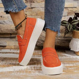 Loafers Platform Round Toe Slip-on Shoes For Women Outdoor-Orange-5