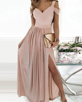 Long Floor Length Elegant Greek Style Chiffon Pleated Dress-Lotus color-12