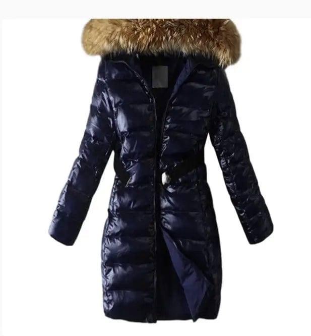 Long Quilted Jacket With Fur Collar And Raccoon Fur-10