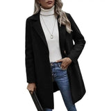 Long Sleeve Loose Tweed Jacket-Black-6