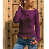 Long-sleeved sweater and sweater-Purple-1