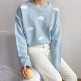 Loose cloud sweater sweater-Blue-1