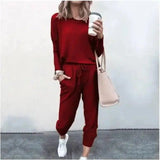 LOVEMI - Lovemi - Loose Solid Color Long Sleeve Casual Set