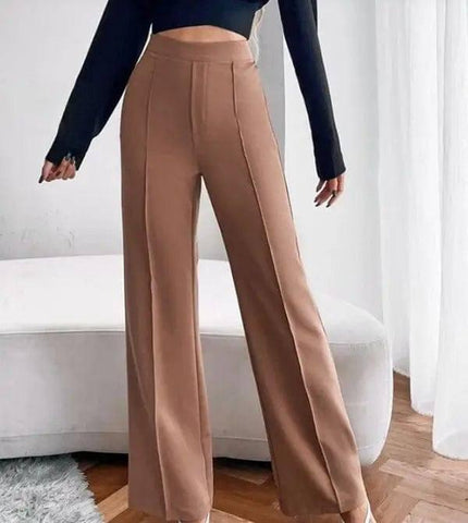 Loose Straight Pants Women High Waist Casual Trousers-7