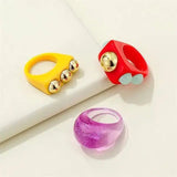 LOVEMI - Lovemi - 3pcs Korean geometric resin ring ins net red new