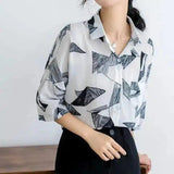 LOVEMI - Lovemi - All-match Shirt, Chiffon Shirt, Three-quarter