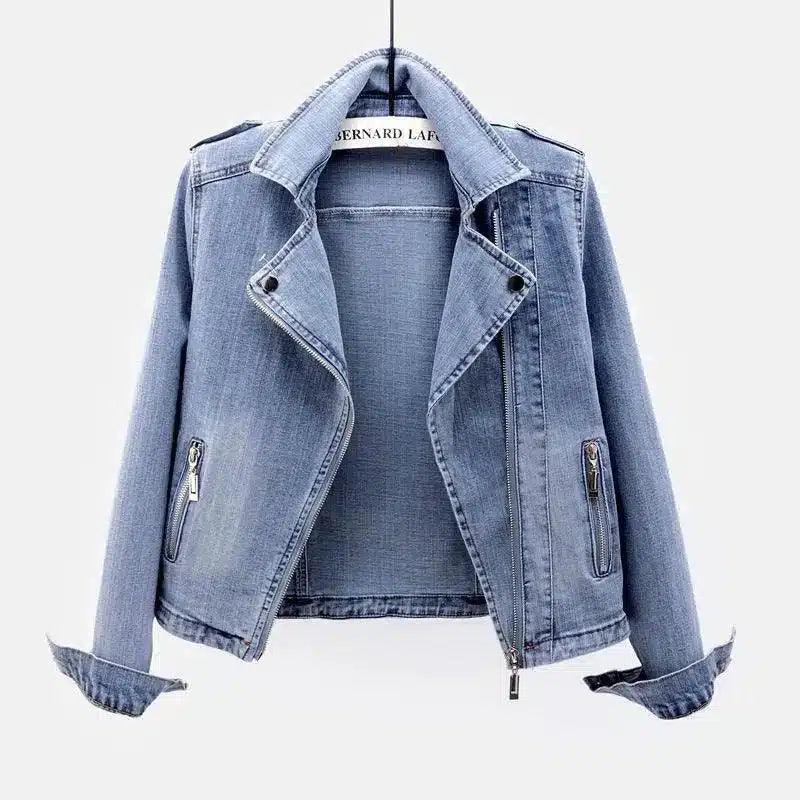 LOVEMI - Lovemi - Autumn Suit Collar Motorcycle Denim Jacket Looks