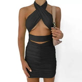 LOVEMI - Lovemi - Back Sexy Strappy Cross Pleated Hollow Sleeveless