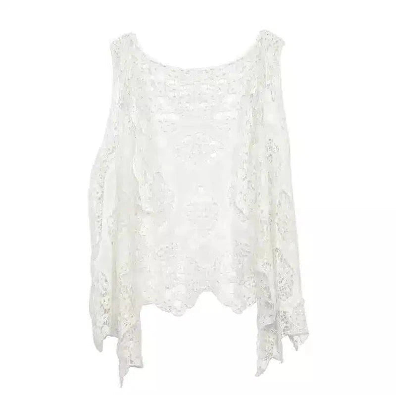 Bohemian crochet lace cardigan-white-10