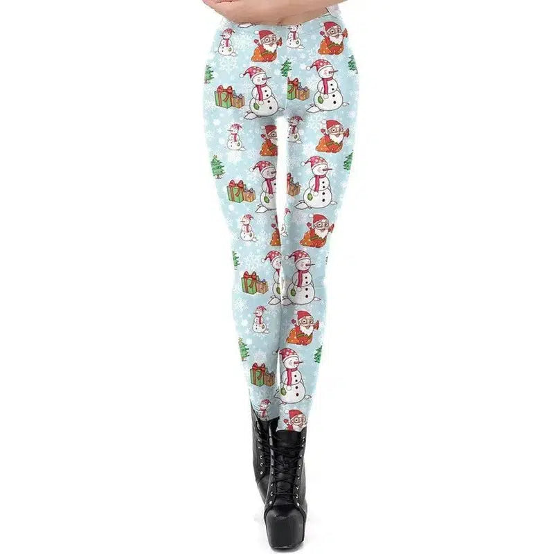 Festive Christmas Themed Leggings for Women-K029-3