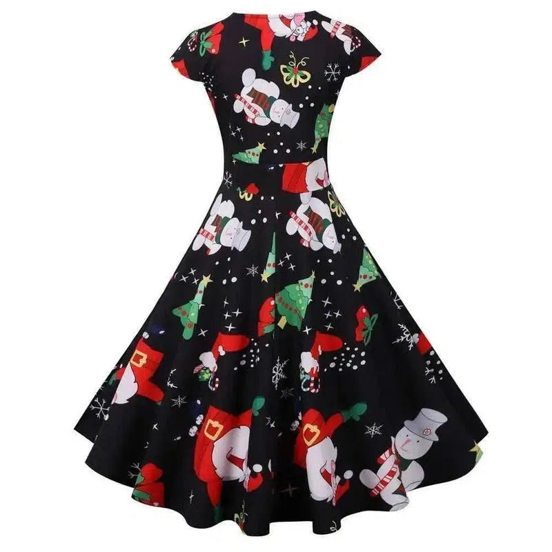 LOVEMI - Lovemi - Christmas round neck short sleeve printed dress