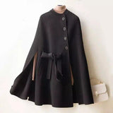 Lovemi -  Cloak-style Loose Wool Double-faced Woolen Coat Coats LOVEMI Black S 