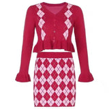 LOVEMI - Lovemi - College Style Diamond Lattice Woolen Fashion Suit