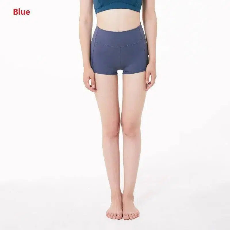 Coloravlue Soft Nylon Fitness Jogger Shorts Women High Waist-Blue-22