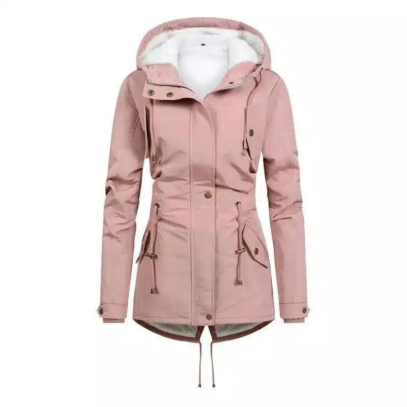 LOVEMI - Lovemi - Commuter Cotton Zipper Coat With Fur Collar Print