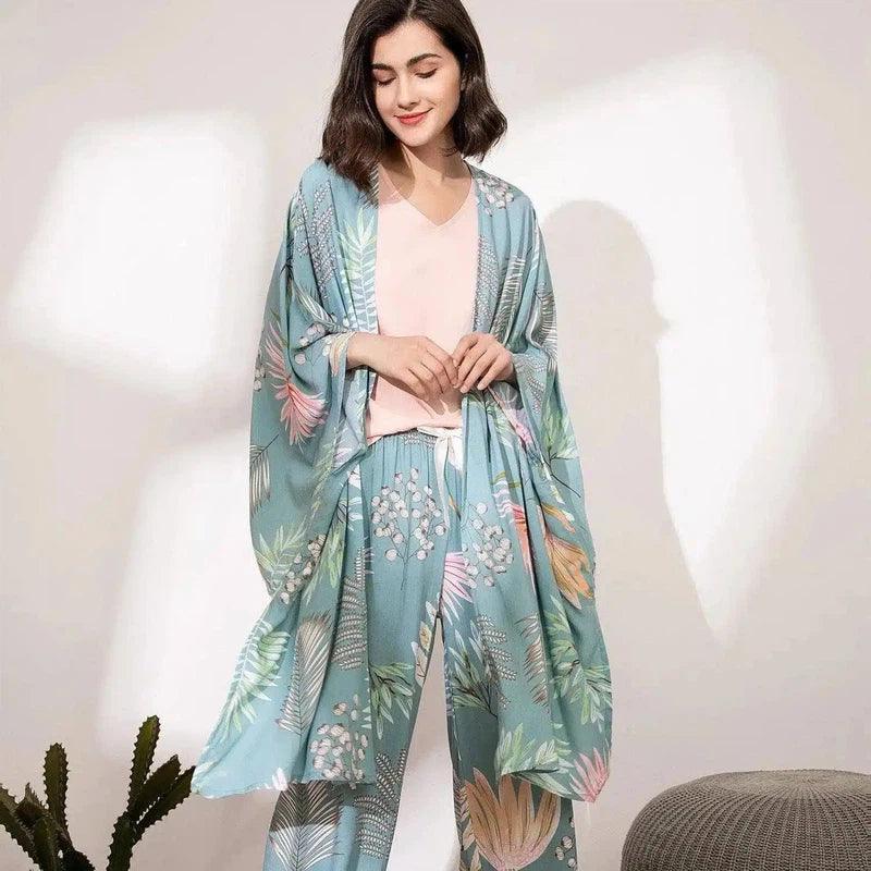 LOVEMI - Lovemi - Cotton Silk Three-piece Pajamas Comfortable