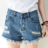 Cutoff Denim Shorts For Women-4