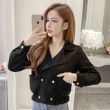 LOVEMI - Lovemi - Double breasted waist long sleeve short coat