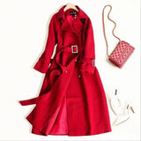 Lovemi -  Double-breasted waist slimming coat trench coat LOVEMI Red S 