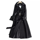 Lovemi -  Double-breasted waist slimming coat trench coat LOVEMI Black S 