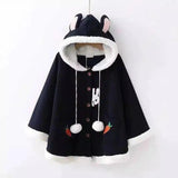 Kids' Animal Hooded Warm Cape Coat-Black-1