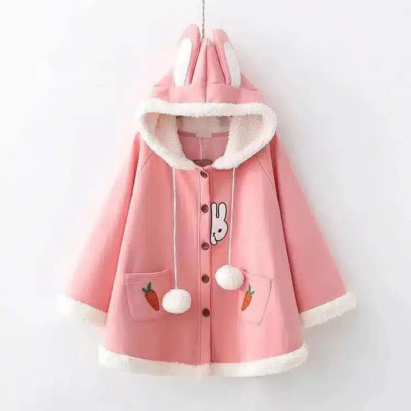 Kids' Animal Hooded Warm Cape Coat-Pink-3