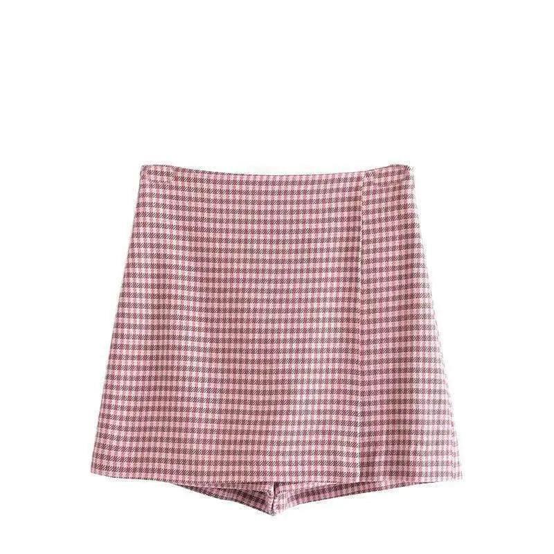 European And American Style Fashion Houndstooth Casual-Pink hakama-2