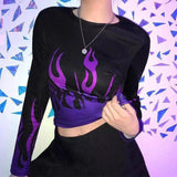 LOVEMI - Lovemi - Fashion flame print base T-shirt