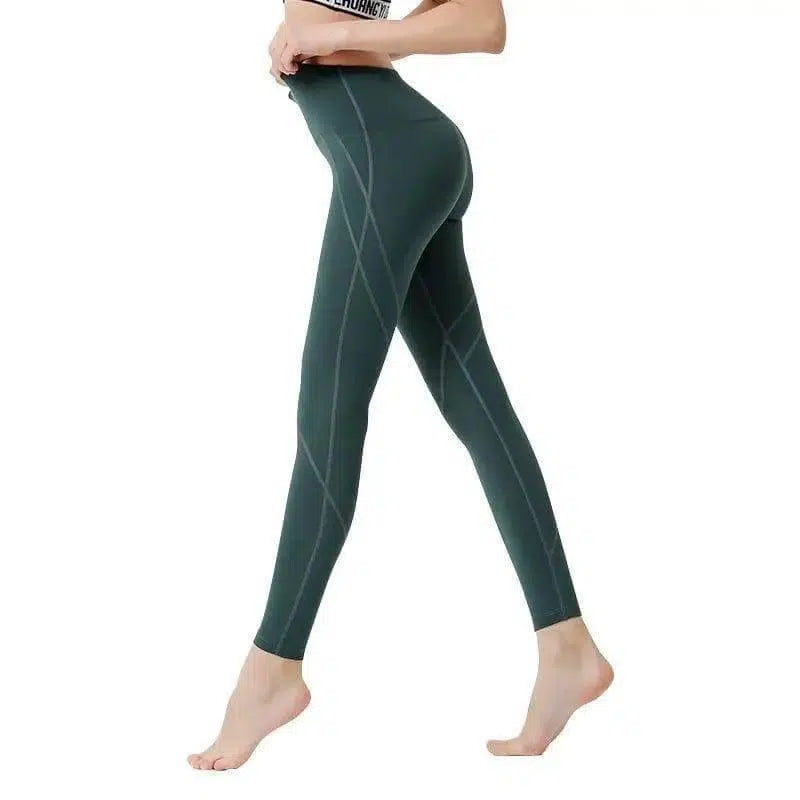 Fitness pants women stretch tight yoga pants-Dark green-1