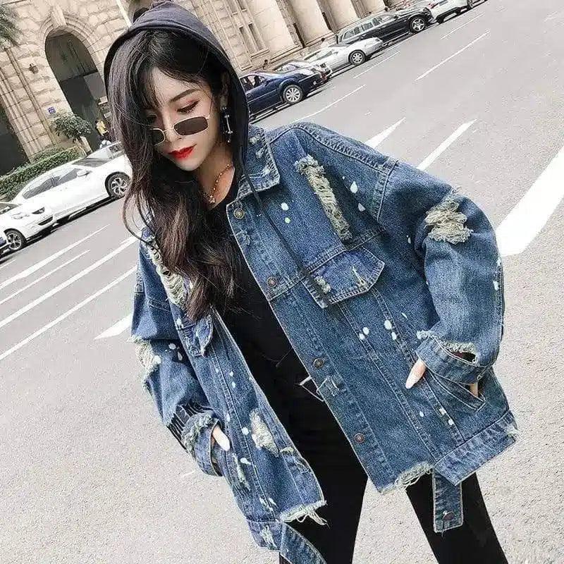 LOVEMI - Lovemi - Fond Beauty Ripped Denim Jacket