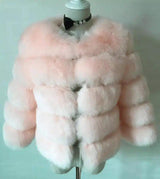 Lovemi -  fur imitation fur coat women's short long-sleeved Fur coat LOVEMI Pink S 