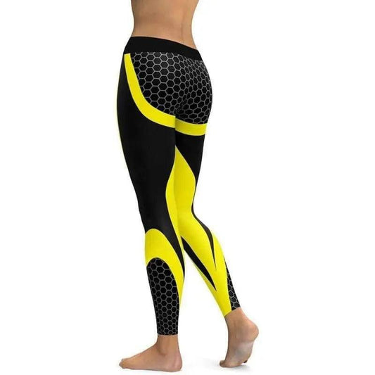 LOVEMI - Lovemi - Geometric Honeycomb Digital Printing Pants, Yoga