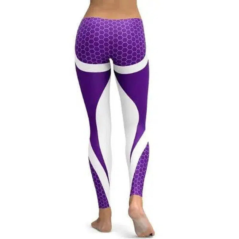 LOVEMI - Lovemi - Geometric Honeycomb Digital Printing Pants, Yoga