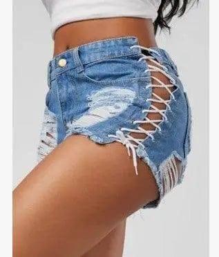 GOTHIC RIPPED MINI JEAN SHORTS-8