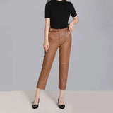 High-waisted leather pants-1