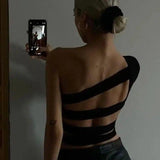 LOVEMI - Lovemi - Hollow Out Sexy T-shirt Bandage Backless Long