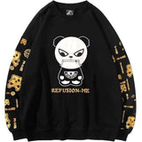Lovemi -  Hot Stamped Round Neck Panda Print Sweatshirt Outerwear & Jackets Men LOVEMI Black M 