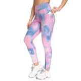 Ink Tie-Dye Jacquard Side Pocket Yoga Pants-Purple-4