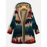 LOVEMI - Lovemi - Landscape print long sleeve hooded zipper coat