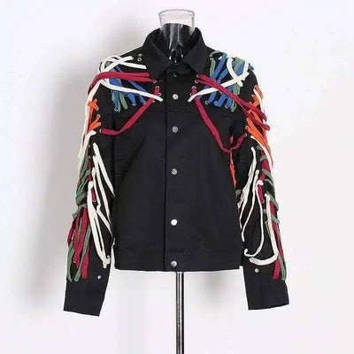 Laced Sleeve Decorative Fashion Jacket-Colorful-2