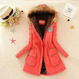 Lovemi -  Large wool collar lamb coat Coats LOVEMI Watermelon Red S 