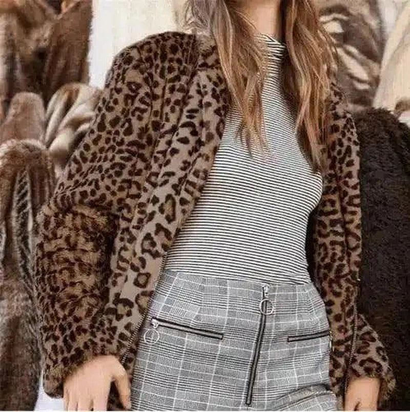 LOVEMI - Lovemi - Leopard-print furry versatile loose casual woolen