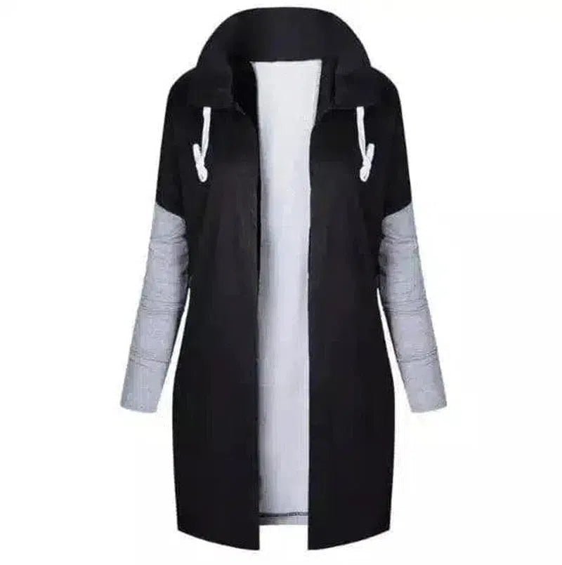 Womens Long Sleeve Hooded Cardigan-Black-3