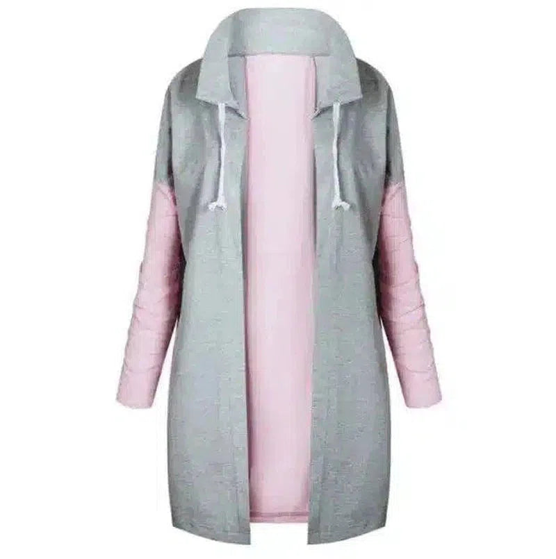 Womens Long Sleeve Hooded Cardigan-Grey-4