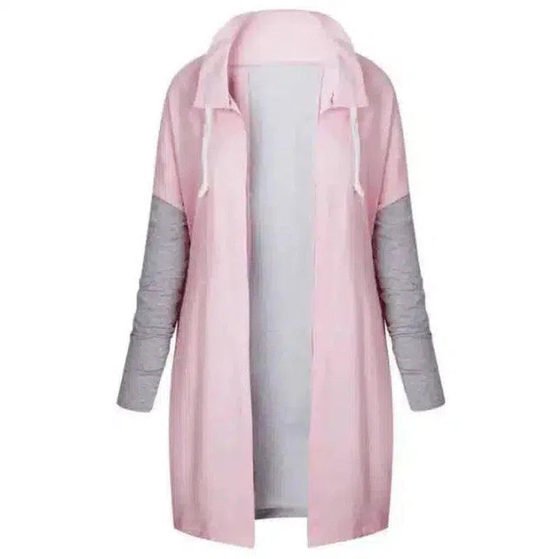 Womens Long Sleeve Hooded Cardigan-Pink-5